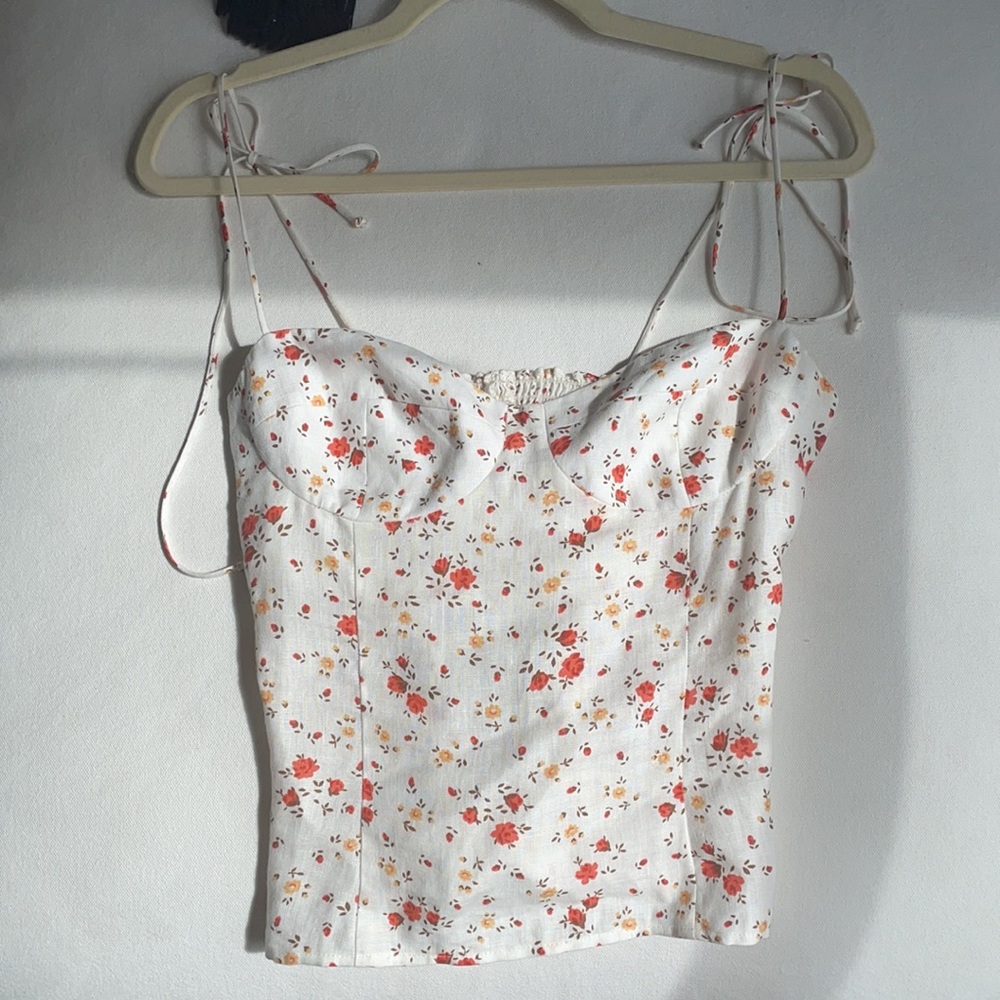NEW Reformation floral bustier tie top
